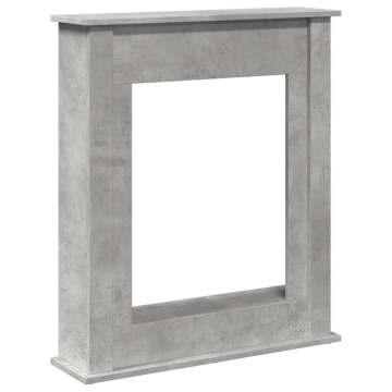 Mască de șemineu, gri beton, 75x20x87,5 cm, lemn prelucrat - Img 2