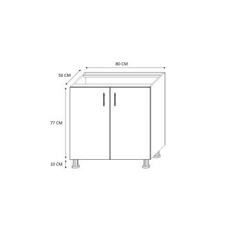 Masca Pentru Chiuveta cu 2 usi Cires 80x87x50 cm din Pal 18mm si cu Picioare Reglabile - Img 2
