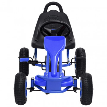 Mașinuță kart cu pedale și roți pneumatice, albastru - Img 3