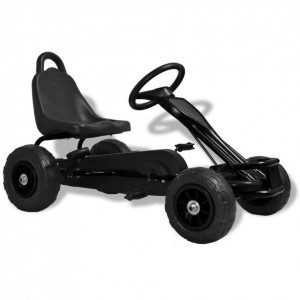 Mașinuță kart cu pedale și roți pneumatice, negru - Img 1