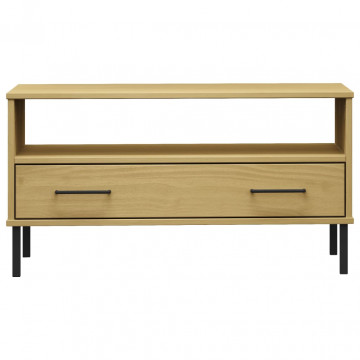 Măsuță cafea picioare metalice maro 85x50x45cm lemn masiv OSLO - Img 4