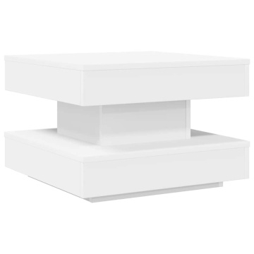 Măsuță cafea rotativă 360 grade, alb 50x50x34,5 cm - Img 5