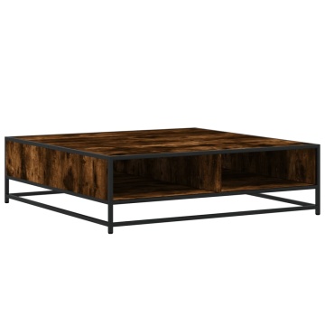 Măsuță cafea stejar fumuriu 100x100x30 cm lemn prelucrat/metal - Img 2