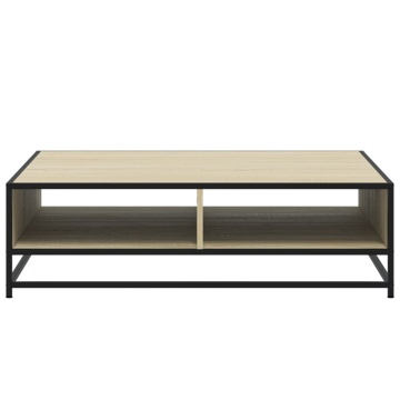Măsuță cafea stejar sonoma 100x100x30 cm lemn prelucrat/metal - Img 8
