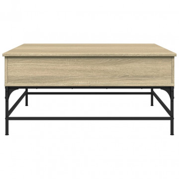 Măsuță cafea stejar sonoma 95x95x45 cm lemn prelucrat și metal - Img 5