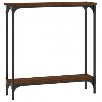 Măsuță consolă, stejar maro, 75x22,5x75 cm, lemn prelucrat - Img 2