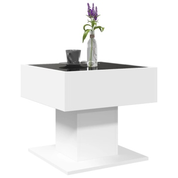 Măsuță de cafea cu LED, alb, 50x50x45 cm, lemn prelucrat - Img 8