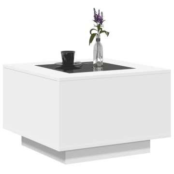 Măsuță de cafea cu LED, alb, 60x60x40 cm, lemn prelucrat - Img 8
