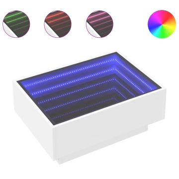 Măsuță de cafea cu LED, alb, 70x50x30 cm, lemn prelucrat - Img 2