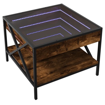 Măsuță de cafea cu LED infinity, stejar fumuriu, 50x50x38 cm - Img 3