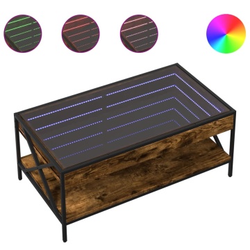 Măsuță de cafea cu LED infinity, stejar fumuriu, 90x50x38 cm - Img 2