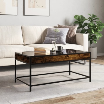 Măsuță de cafea cu LED infinity, stejar fumuriu, 90x50x41 cm - Img 4