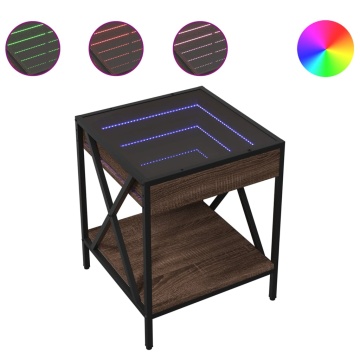 Măsuță de cafea cu LED infinity, stejar maro, 40x40x49 cm - Img 2