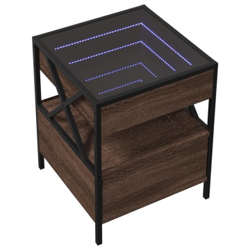 Măsuță de cafea cu LED infinity, stejar maro, 40x40x51 cm - Img 3