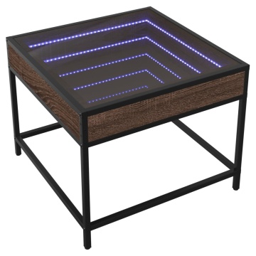 Măsuță de cafea cu LED infinity, stejar maro, 50x50x41 cm - Img 3