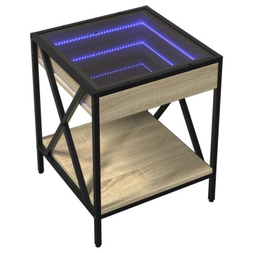 Măsuță de cafea cu LED infinity, stejar sonoma, 40x40x49 cm - Img 3