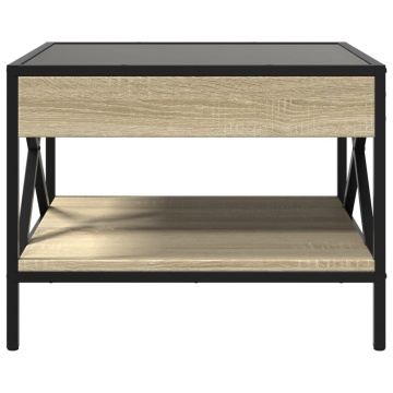 Măsuță de cafea cu LED infinity, stejar sonoma, 50x50x38 cm - Img 5
