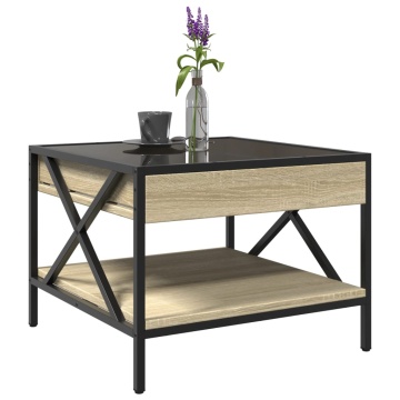 Măsuță de cafea cu LED infinity, stejar sonoma, 50x50x38 cm - Img 8