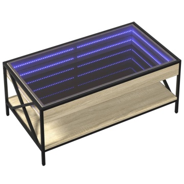 Măsuță de cafea cu LED infinity, stejar sonoma, 90x50x38 cm - Img 3