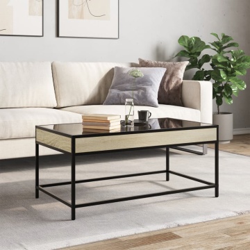 Măsuță de cafea cu LED infinity, stejar sonoma, 90x50x41 cm - Img 4