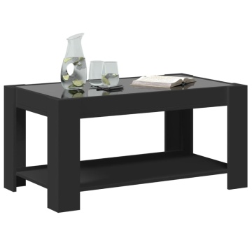 Măsuță de cafea cu LED, negru, 93x53x45 cm, lemn prelucrat - Img 8