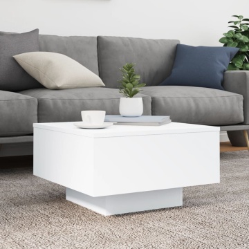 Măsuță de cafea cu lumini LED, alb, 55x55x31 cm - Img 8
