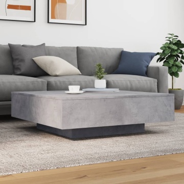 Măsuță de cafea cu lumini LED, gri beton, 100x100x31 cm - Img 4