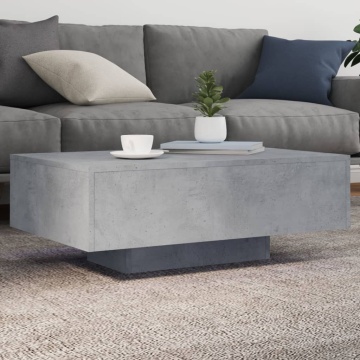 Măsuță de cafea cu lumini LED, gri beton, 85x55x31 cm - Img 1