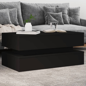 Măsuță de cafea cu lumini LED, negru, 90x50x40 cm - Img 1