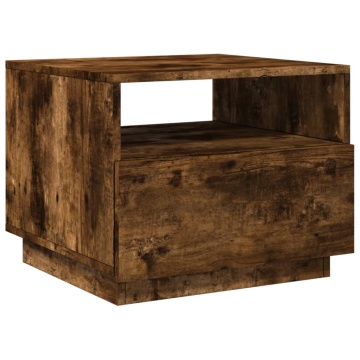 Măsuță de cafea cu lumini LED, stejar fumuriu, 50x49x40 cm - Img 3
