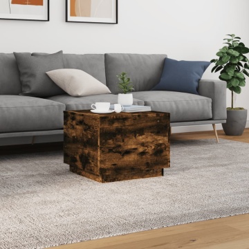 Măsuță de cafea cu lumini LED, stejar fumuriu, 50x50x40 cm - Img 4