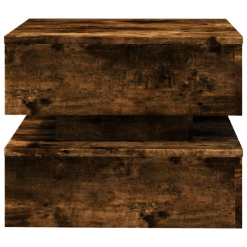 Măsuță de cafea cu lumini LED, stejar fumuriu, 50x50x40 cm - Img 6