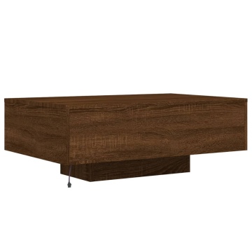 Măsuță de cafea cu lumini LED, stejar maro, 85x55x31 cm - Img 7