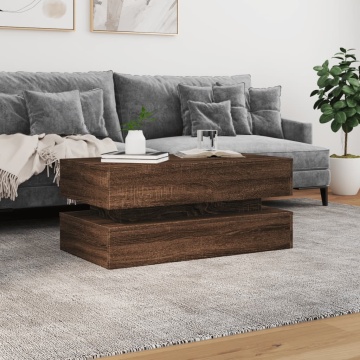 Măsuță de cafea cu lumini LED, stejar maro, 90x50x40 cm - Img 4