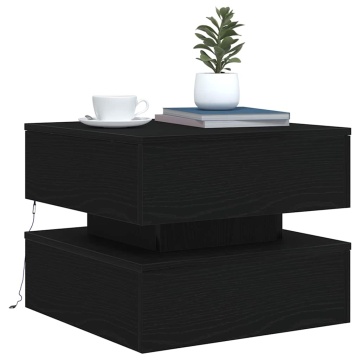Masuta de cafea cu lumini LED Stejar negru 50x50x40 cm - Img 8