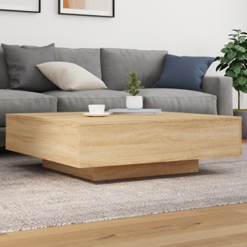 Măsuță de cafea cu lumini LED, stejar sonoma, 100x100x31 cm - Img 1