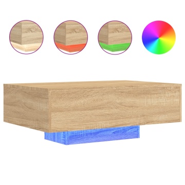 Măsuță de cafea cu lumini LED, stejar sonoma, 85x55x31 cm - Img 2