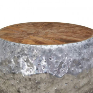 Măsuță de cafea din aluminiu și tec, 60 x 60 x 30 cm - Img 5