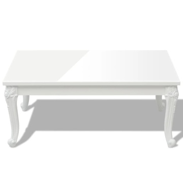 Măsuță de cafea din fibră de sticlă lucioasă 100x60x42 cm albă - Img 3