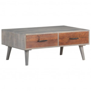 Măsuță de cafea gri 100x60x40 cm lemn masiv de mango nefinisat - Img 6