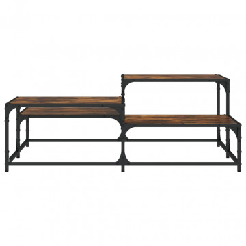 Măsuță de cafea stejar fumuriu 107x107x40 cm din lemn prelucrat - Img 8