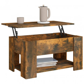 Măsuță de cafea, stejar fumuriu, 79x49x41 cm, lemn prelucrat - Img 4