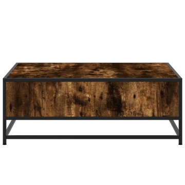 Măsuță de cafea stejar fumuriu 80x80x30 cm lemn prelucrat/metal - Img 5