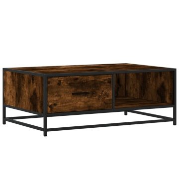 Măsuță de cafea stejar fumuriu 90x57x35cm lemn prelucrat/metal - Img 2