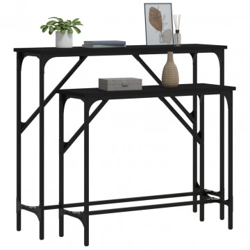 Măsuțe console, 2 buc., negru, lemn compozit - Img 3