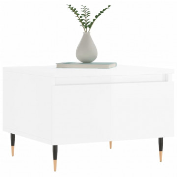 Mese de cafea 2 buc. alb extralucios 50x46x35 cm lemn compozit - Img 3