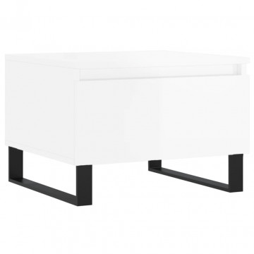 Mese de cafea 2 buc. alb extralucios 50x46x35 cm lemn compozit - Img 8