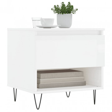 Mese de cafea 2 buc. alb extralucios 50x46x50 cm lemn compozit - Img 3