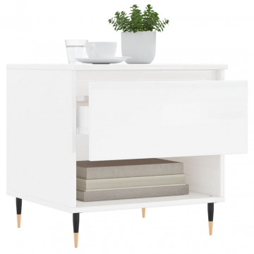 Mese de cafea 2 buc. alb extralucios 50x46x50 cm lemn compozit - Img 4