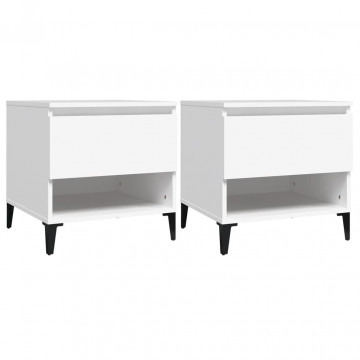 Mese laterale, 2 buc., alb, 50x46x50 cm, lemn compozit - Img 2
